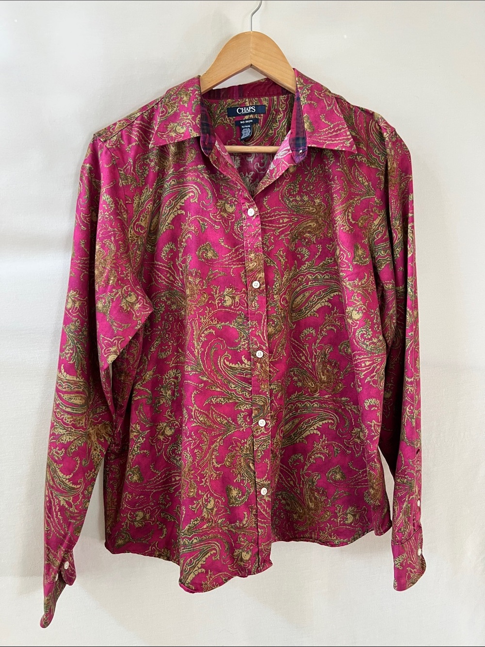 Chaps Women's Burgundy Paisley Button-Down Blouse